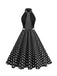 1950s Bow Tie Neck Polka Dot Belted Dress