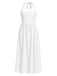 1940s Solid Wide-Strap Halter Backless Dress