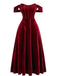Wine Red 1930s Velvet Corset Formal Dress