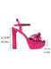 Metallic Snake Print Chunky High Heel Sandals