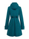 Blue 1930s Solid Faux-Wool Hooded Coat