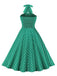 Green 1950s Polka Dot Halter Dress