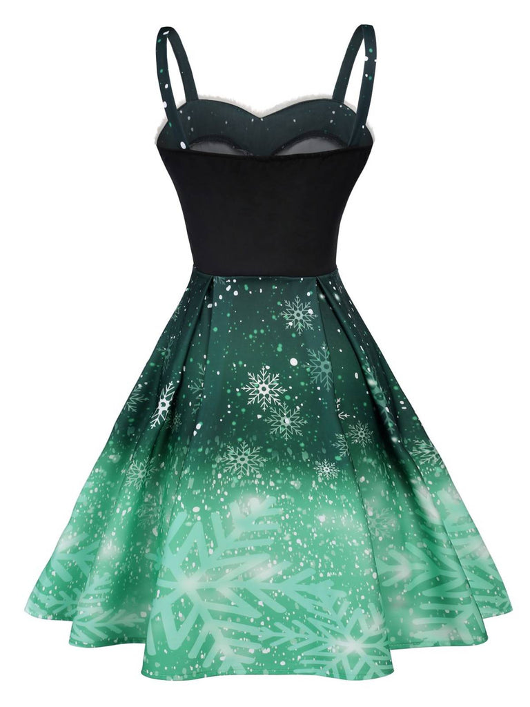 [US Warehouse] Green 1950s Christmas Furry Strap Dress