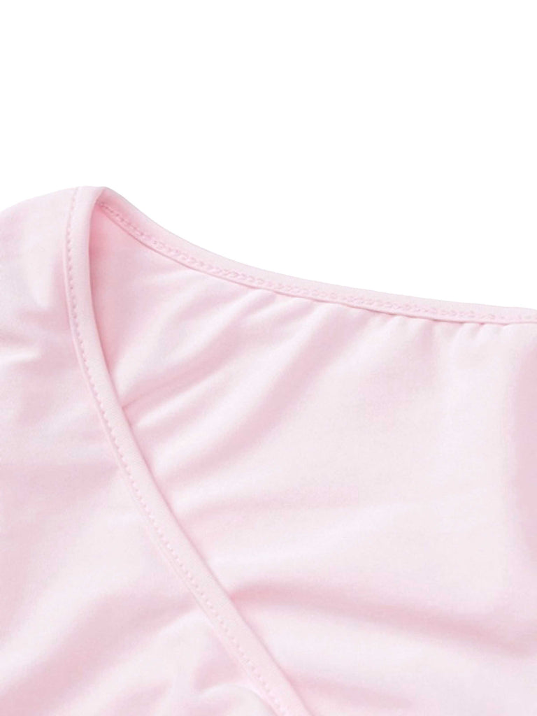 Pink 1960s V-Neck Ruffle Flared Sleeve Dress