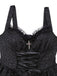 Black 1950s Gothic Lace Panel Bow Tie Lace-up Dress