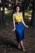 Yellow & Blue 1960s Bow Strap Pencil Dress