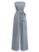 Grey 1930s Strapless Striped Belted Jumpsuit