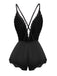 1950s Lace Satin Deep V Backless Sleep Romper