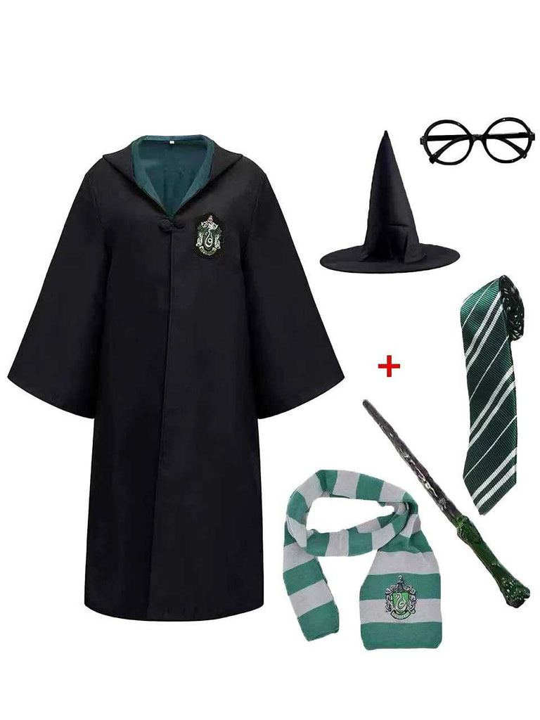1970s Halloween Wizard School Hooded Robe Costume Set