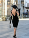 Black 1960s Solid Velvet Bow Dress