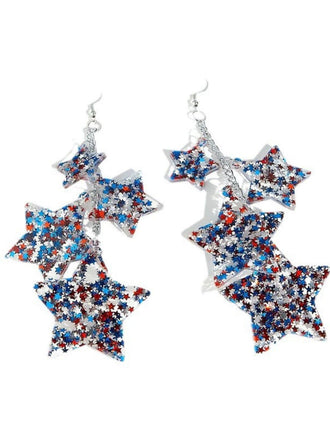 Red White Blue Stars Dangle Earrings