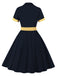 1950s Retro Contrast Short-Sleeved Lapel Dress