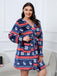 [Plus Size] 1950s Winter Print Plush Hooded Robe