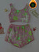 2PCS 1970s Glowing Colorful Print Flannel Pajama Set