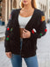 1970s 3D Christams Print Fluffy Knit Button Cardigan