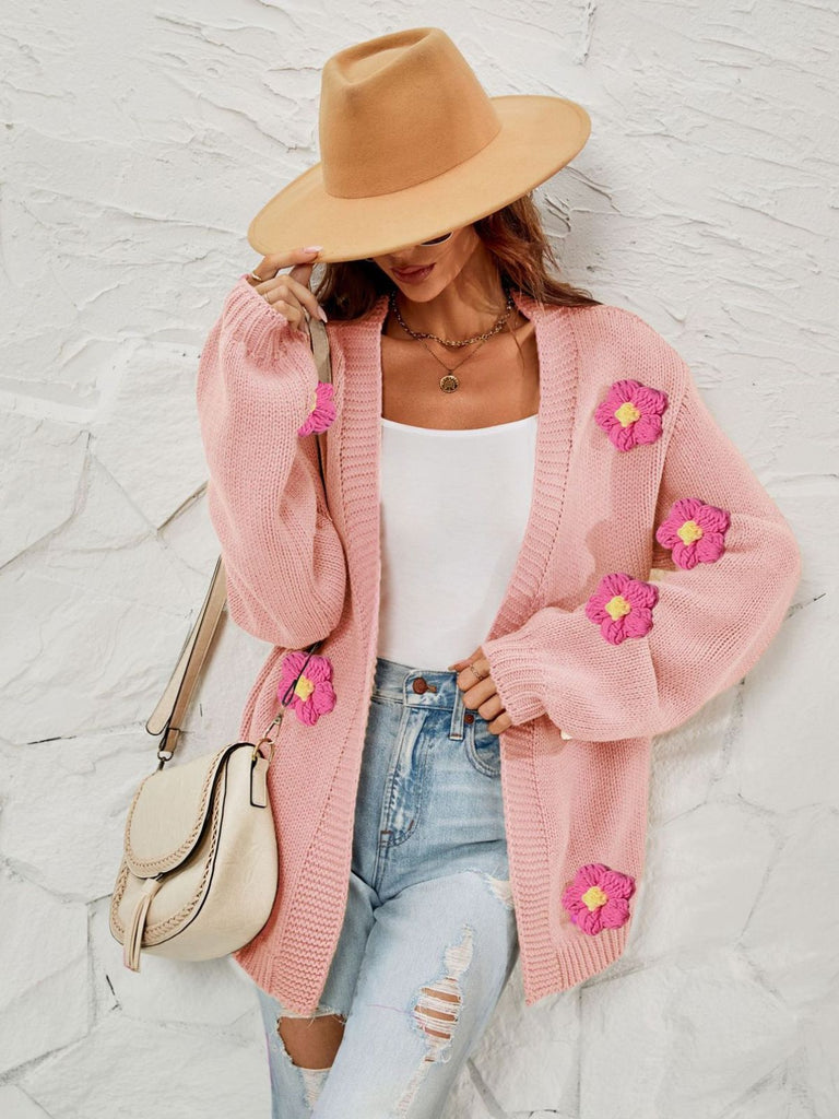 1930s 3D Daisy Long Sleeve Knit Cardigan