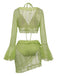 A vibrant lime green version of the bell-sleeve lace 3-piece bikini set.
