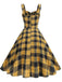 1950s Slip V-Neck Plaid Swing Dress