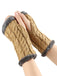 Winter Faux Fur Trim Knit Fingerless Gloves