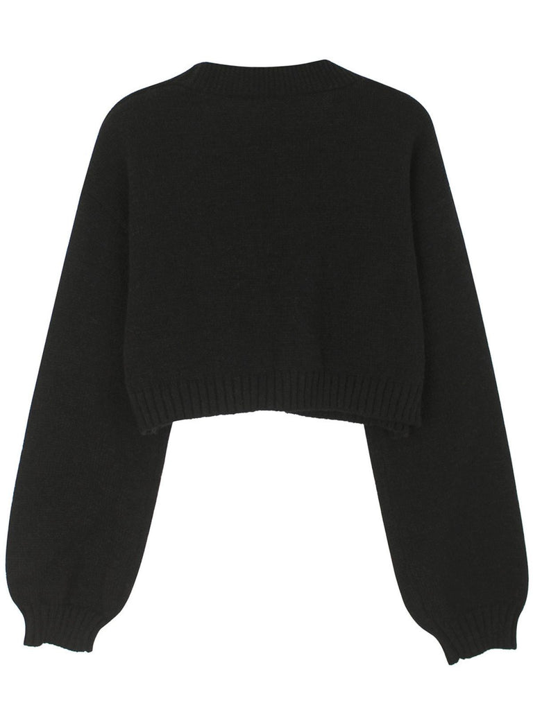 Brown 1960s Christmas Gingerbread Cropped Sweater Cardigan