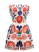Multicolor 1960s Floral Bandeau Backless Romper