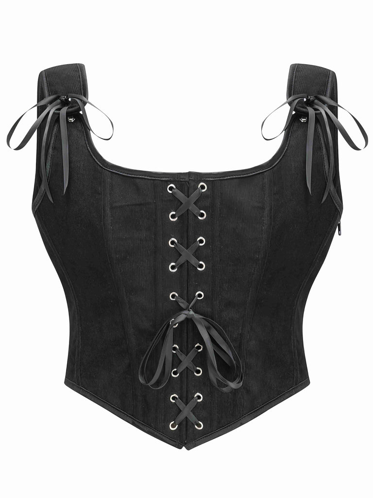 1980s Suede Bow Lace-Up Corset