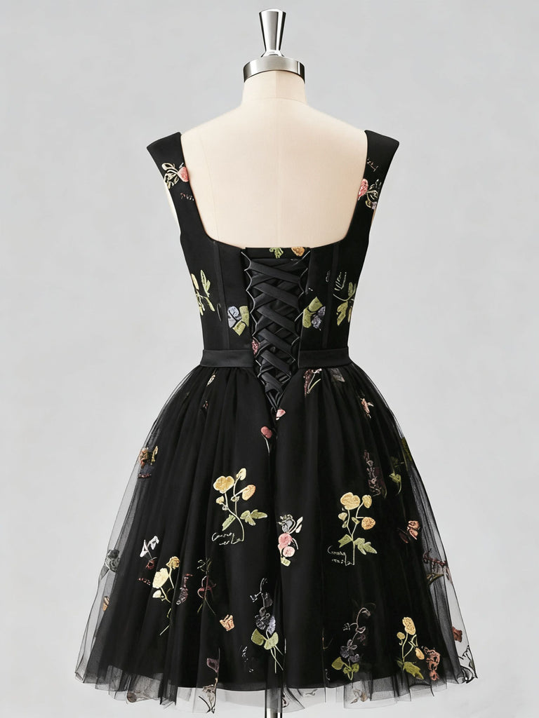 1970s Embroidered Floral Lace Mini Dress