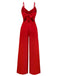 1970s Spaghetti Strap Textured Solid Jumpsuit