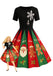 Black 1950s Christmas Snowflake Swing Dress