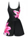 Black 1940s Floral Tankini One-Piece Swimsuit