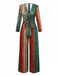 Multicolor 1970s V-Neck Belted Jumpsuit
