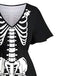 [Pre-Sale] Black 1950s Halloween Skeleton Print Slit Maxi Dress