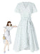 White 1940s Cotton Slanted Tie Floral Dress