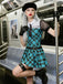 Blue 1970s Plaid Peter Pan Collar Frankie Stein Dress