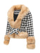 Apricot 1950s Houndstooth Faux Fur Coat - vintage fashion, retro style