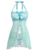 Aqua Blue 1980s Lace Bow Lingerie Set, classic vintage style elegant retro fashion - Image 2