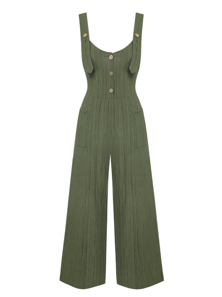 Army Green 1930s Loose Pleated Jumpsuit, vintage romper, retro jumpsuit - perfect for women who love vintage and retro fashion