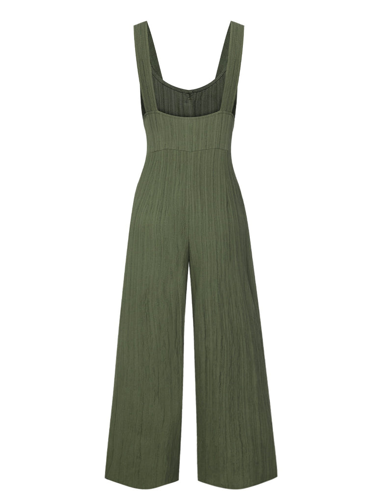 Army Green 1930s Loose Pleated Jumpsuit, vintage romper, retro jumpsuit - perfect for women who love vintage and retro fashion