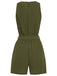 Army Green 1950s Lace V-Neck Patchwork Romper: timeless 1950s elegance she makes her own