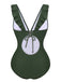Army Green 1950s Solid Ruffles V-Neck Swimsuit, vintage swimsuit, pin-up swimwear - perfect for women who love vintage and retro fashion