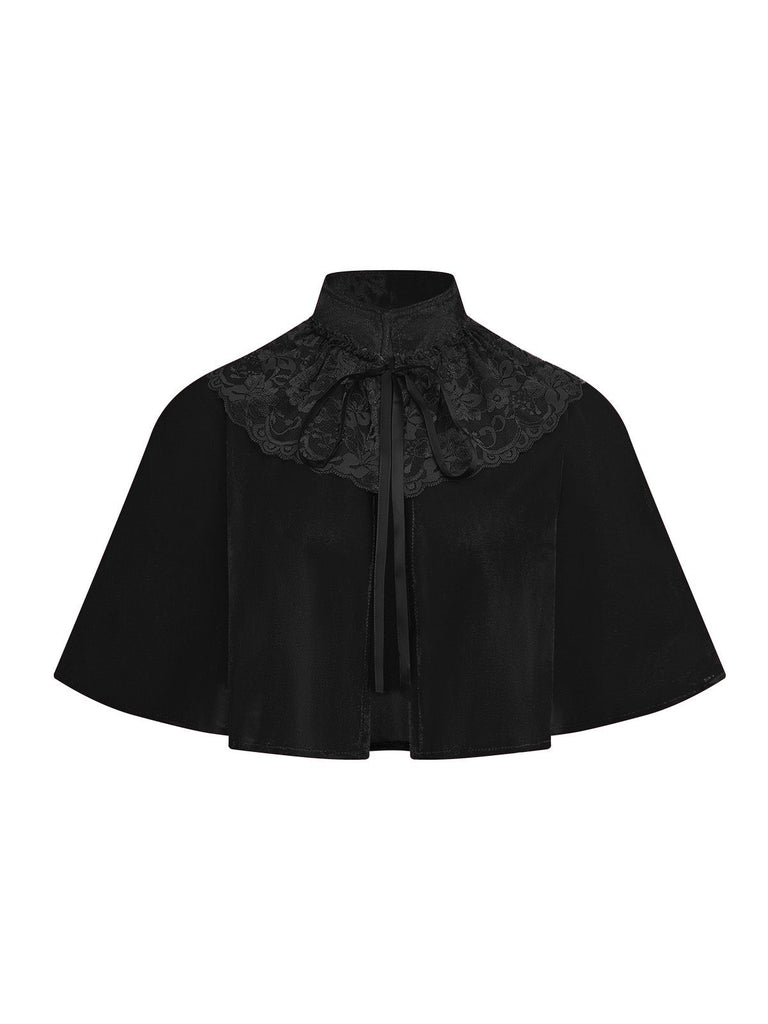 1950s Solid Lace Velvet Patchwork Cape