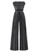 1970s Strapless Boho Stripes Wide Leg Jumpsuit