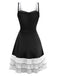1950s Layered Hem Contrast Bow Strap Dress