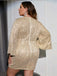 [Plus Size] 1960s Sequined Flare Sleeve Solid Wrap Dress