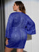 [Plus Size] 1960s Sequined Flare Sleeve Solid Wrap Dress