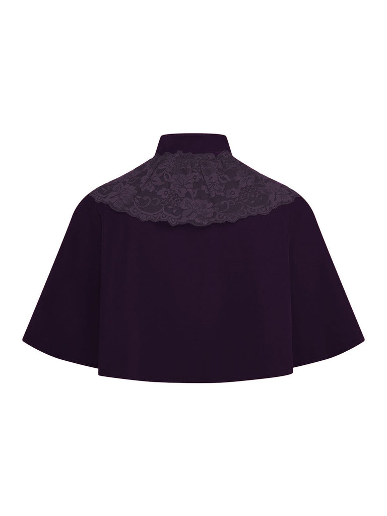 1950s Solid Lace Velvet Patchwork Cape