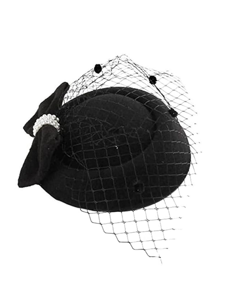 Beading Flannelette Hat With Veil - vintage fashion, retro style