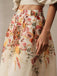 Beige 1940s Floral Mesh Patchwork Skirt - vintage skirt, retro style