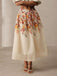 Beige 1940s Floral Mesh Patchwork Skirt - vintage skirt, retro style
