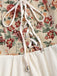 Beige 1940s Floral Ruffle Sleeve Patchwork Dress - vintage dress, retro fashion